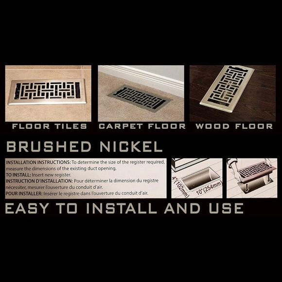 Brushed Nickel Decorator Floor Register Covers 3 Pack Y - Picture 3 of 6